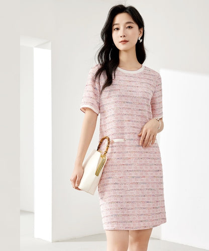 Clara Pink Tweed Shift Dress