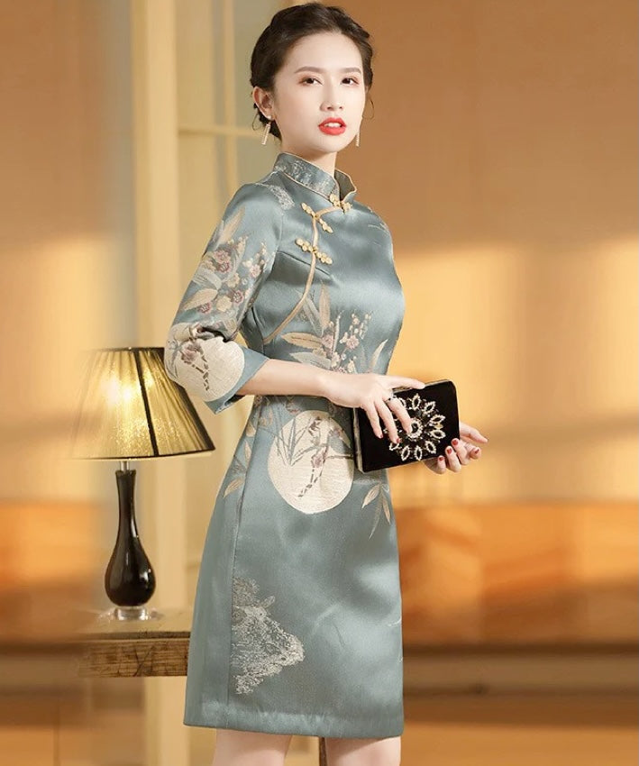 Aimee Brocade 3/4 Sleeves Cheongsam