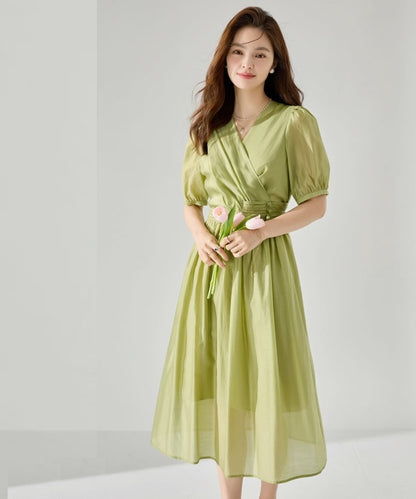 Rachelle Pleat and Oriental Button Dress