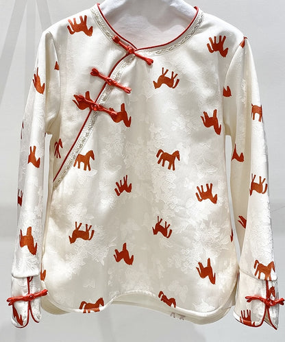 Ivory Fortune Horse Cheongsam Top
