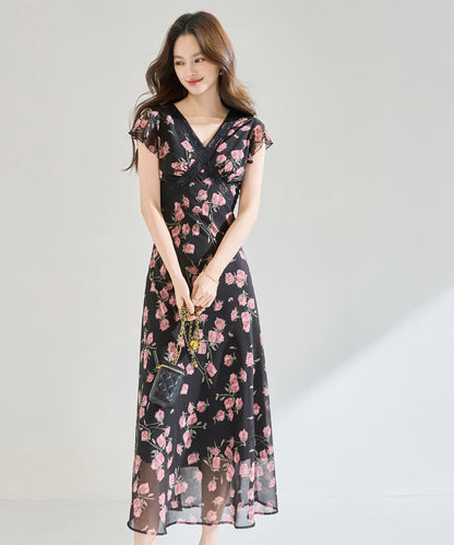 Midnight Rose Chiffon Dress
