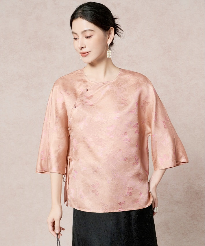 Peach Lustre Silk Cheongsam Top