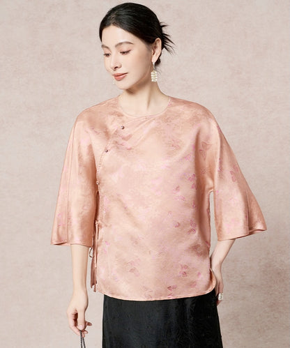 Peach Lustre Silk Cheongsam Top