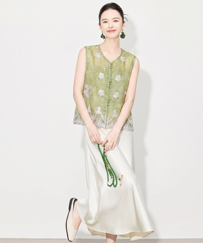 Olive Blossom Modern Oriental Top
