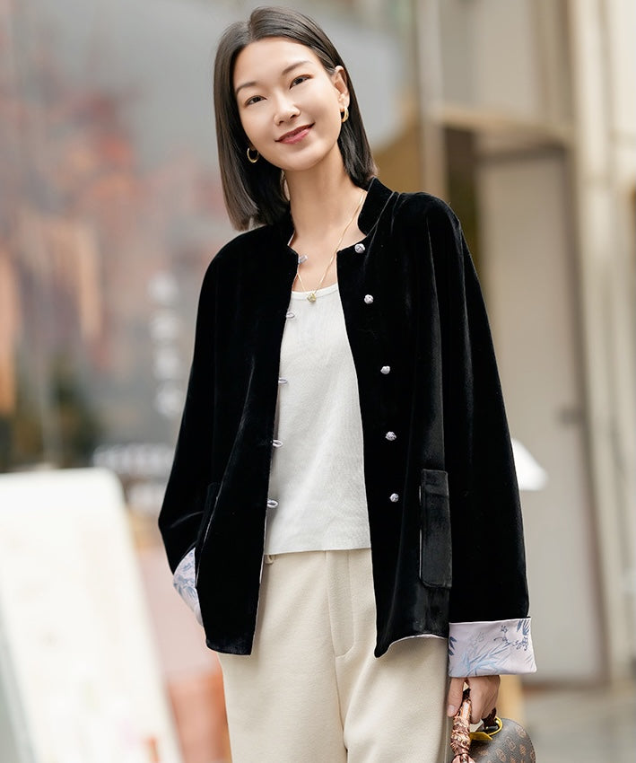 Lilac Velvet Reversible Cheongsam Jacket