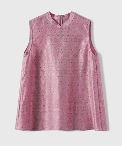 Rose Jacquard Mandarin Top