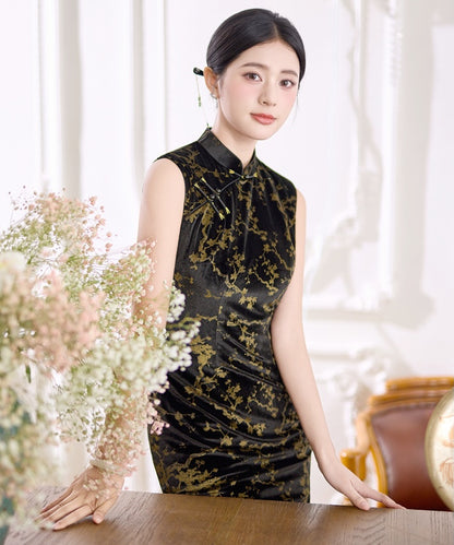 Dragon-Year Golden Petals Cheongsam