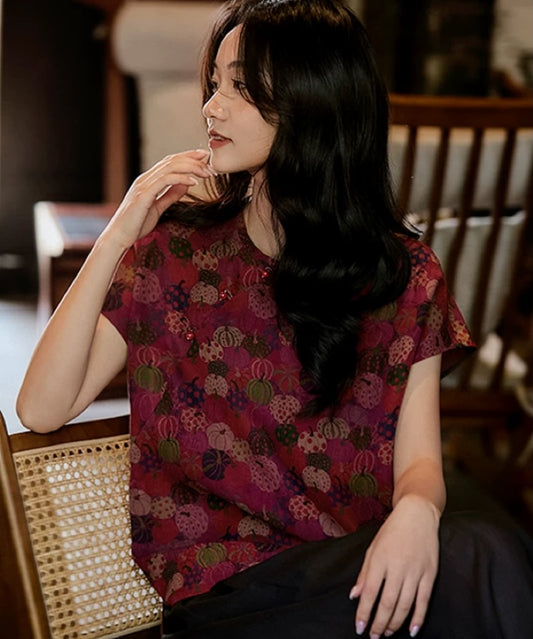Áo kiểu phương Đông lụa Golden Reverie  