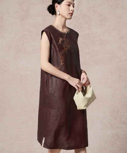 Mahogany Whisper Silk Dress