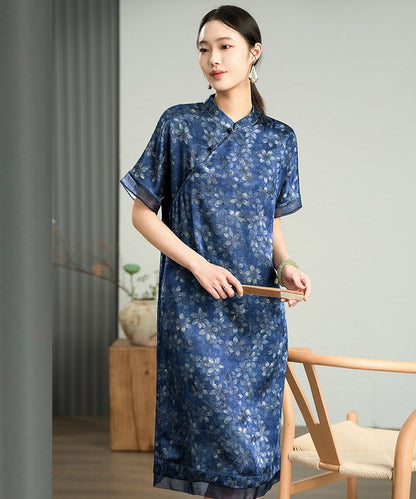 Indigo Blossom Cheongsam Dress