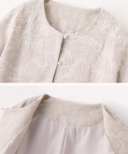 Cream Garden Textured Oriental Cardigan Jacket