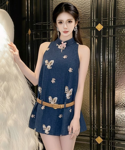 Mila Indigo Denim Cheongsam Set