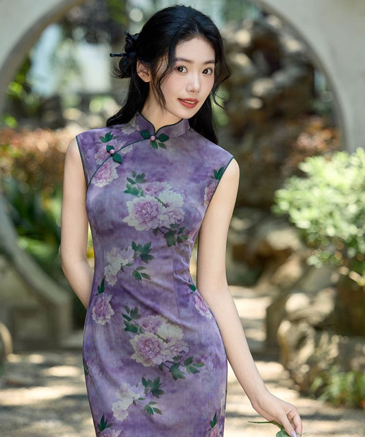 Violet Peony Reverie Cheongsam
