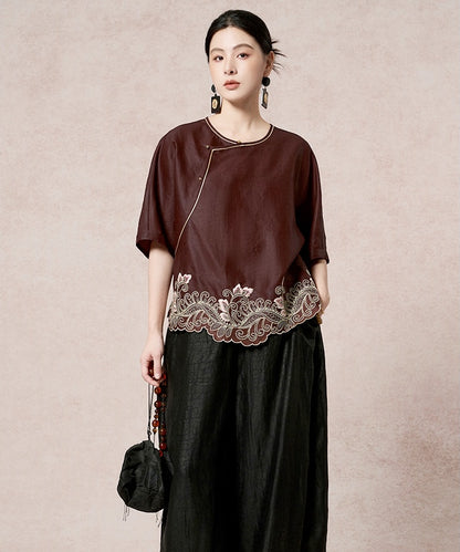 Cinnabar Silk Drift Cheongsam Top