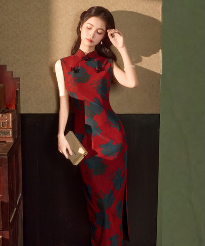 Olivgrüne Cheongsam mit Neckholder