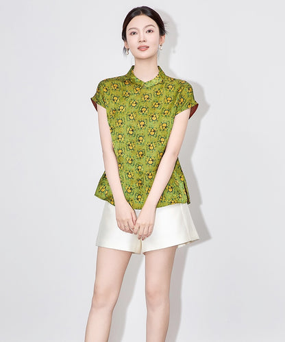 Yellow Gourd Green Tone Cheongsam Top