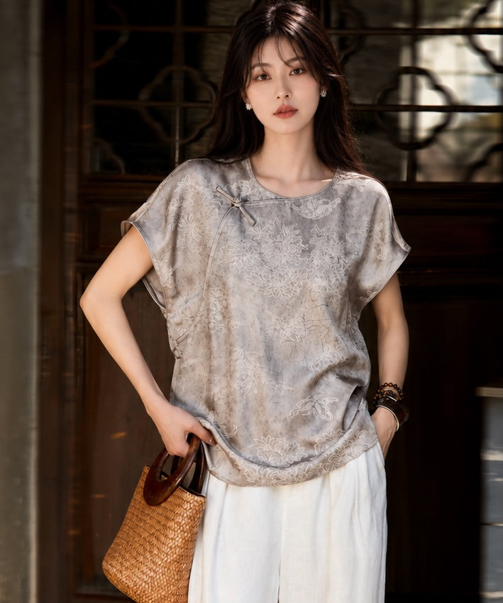 Top alla coreana in jacquard rosa