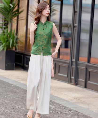 Celeste Cheongsam Top & White Pants Set