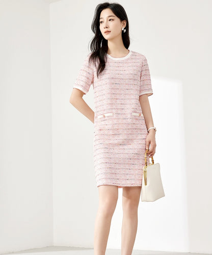 Clara Pink Tweed Shift Dress