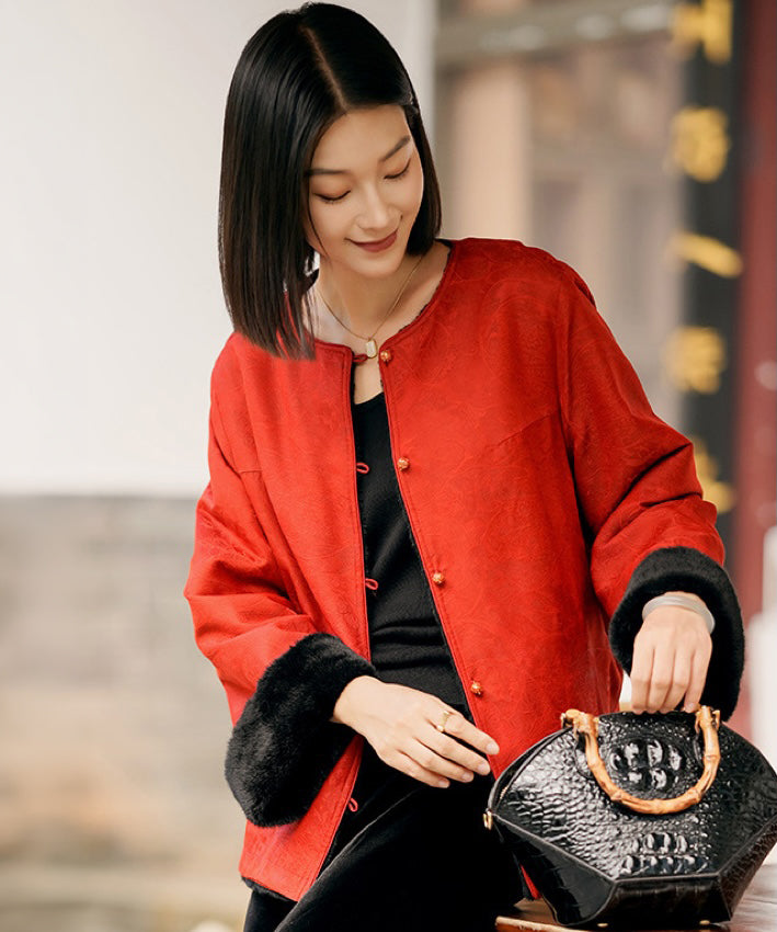 Veste-haut-cheongsam Burnished Rouge