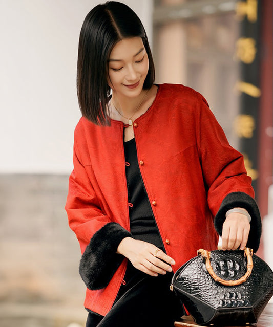 Veste-haut-cheongsam Burnished Rouge