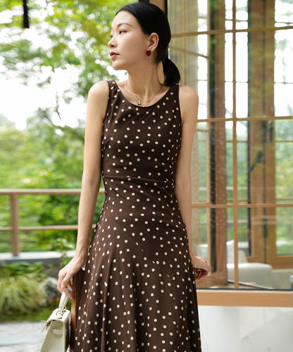 Missy Coco's Brown Polka Silk Dress