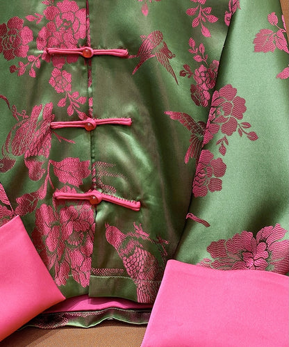 Emerald Pink Green Jacquard Cheongsam Jacket