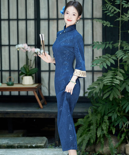 Orchid Bloom Blue Cheongsam