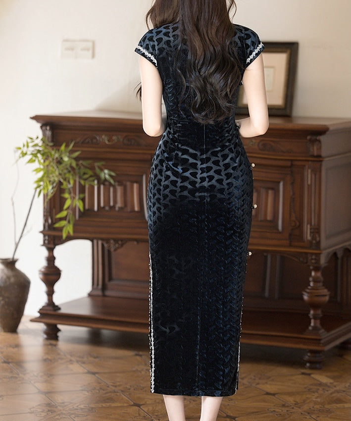 Wenwen's Maxi Lace Trim Cheongsam