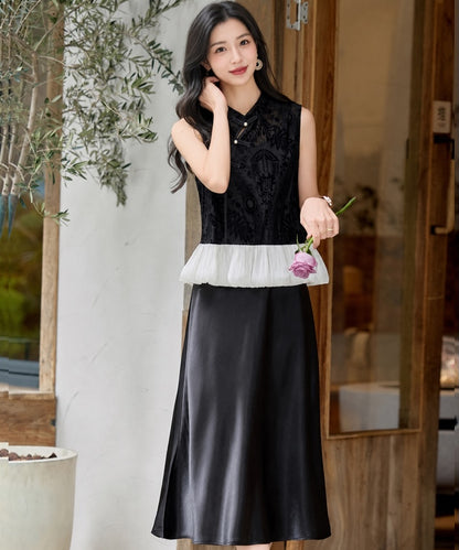 Noir Belle Cheongsam Top & Strap Dress Set