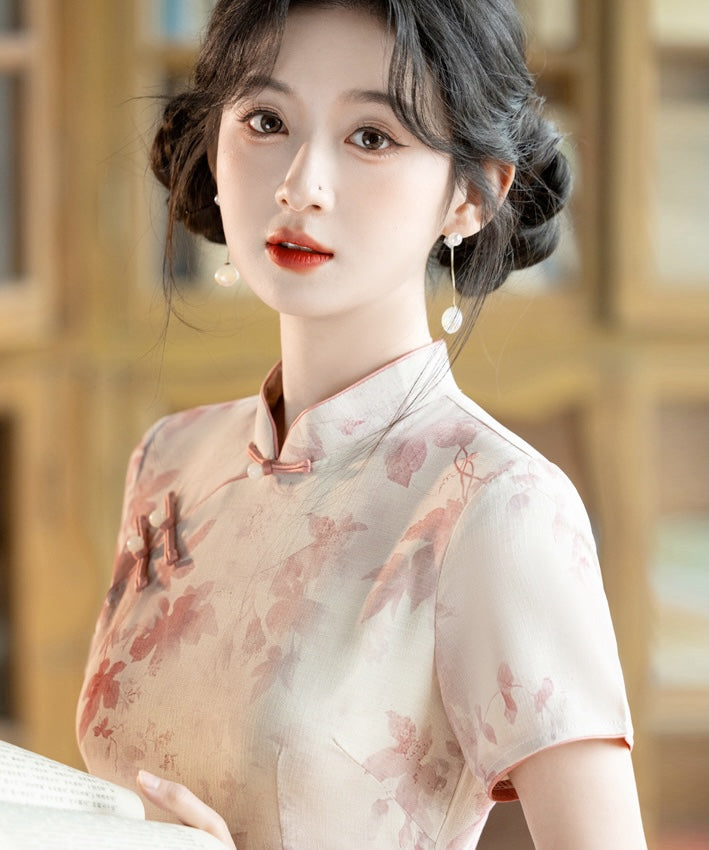Pearl and Pink Blossom Cheongsam