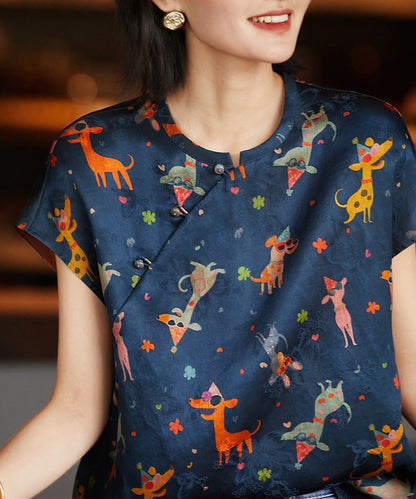 Midnight Menagerie Modern Oriental Silk Top