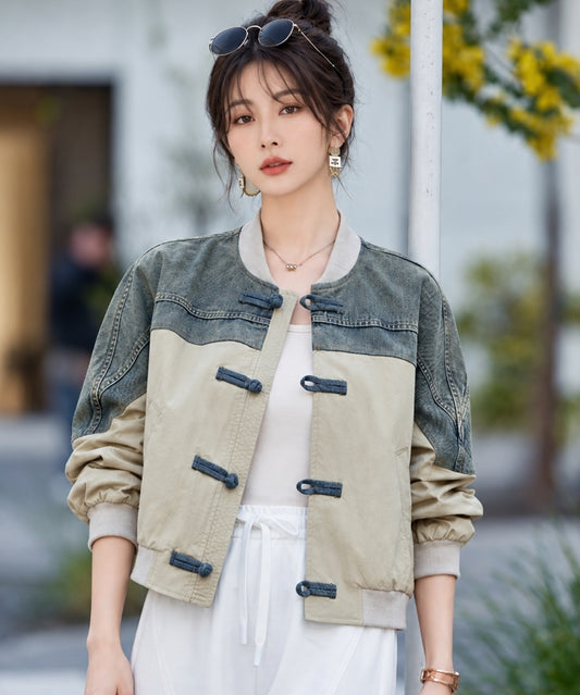 Denim Contrast Cheongsam Jacket