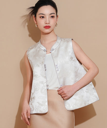 Gilet haut en jacquard paysager rose