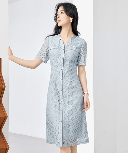 Elena Lace Button Midi Dress