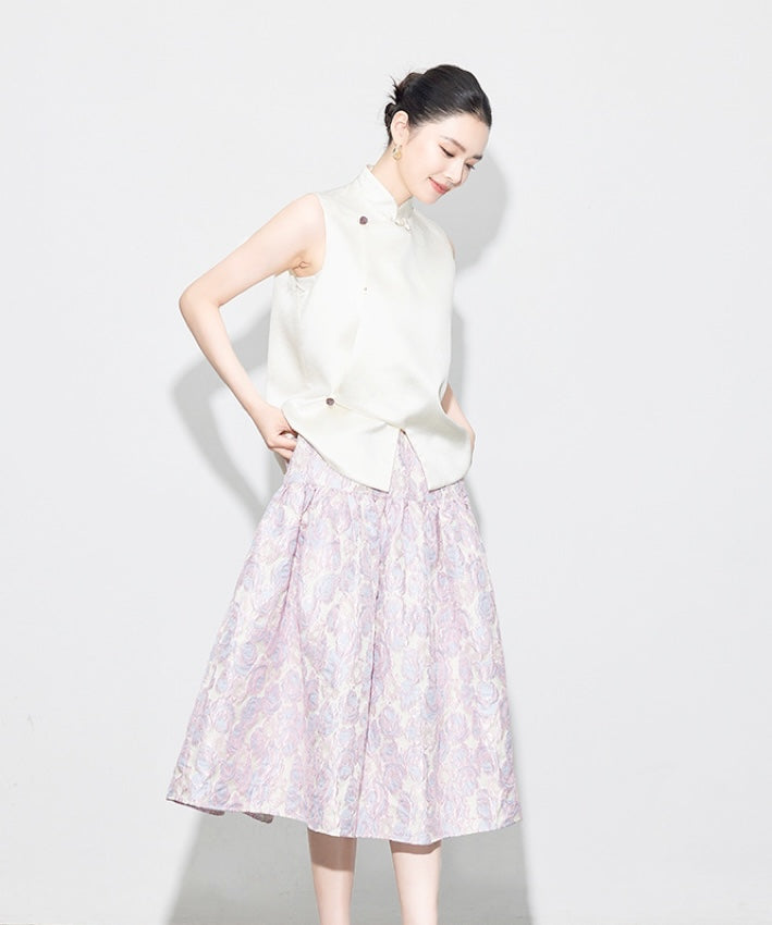 Zi He Tang's Jacquard Oriental Top + Skirt Set