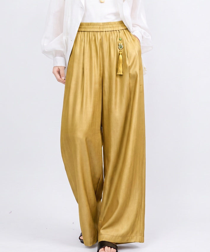 Jade Tassel Wide-Leg Cheongsam Pants