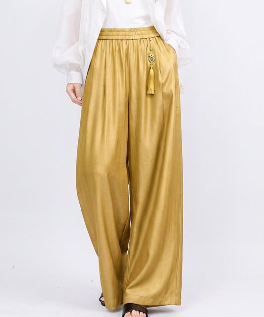 Jade Tassel Wide-Leg Cheongsam Pants