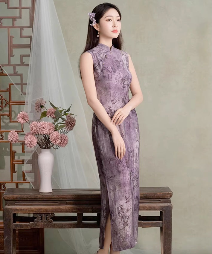 Nora Purple Maxi Cheongsam