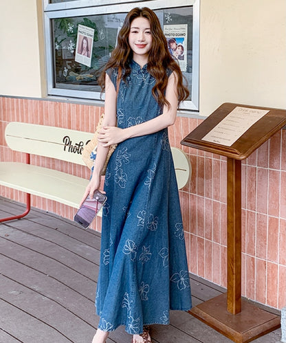 Mila Denim Cheongsam Dress