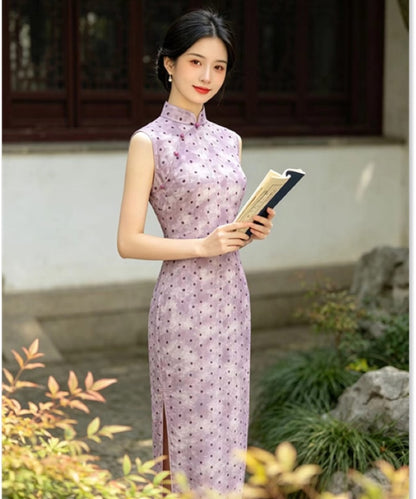 Lavender Polka Cheongsam