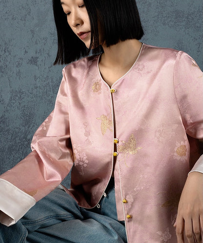 Pink-Gold Silk Cheongsam Jacket