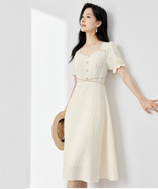 Vanilla Textured Midi Dress