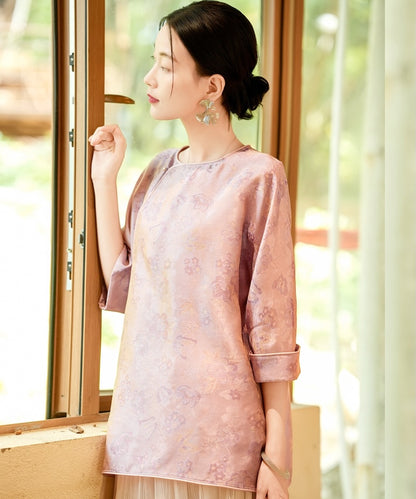 Rose Dusk Silk Cheongsam Top