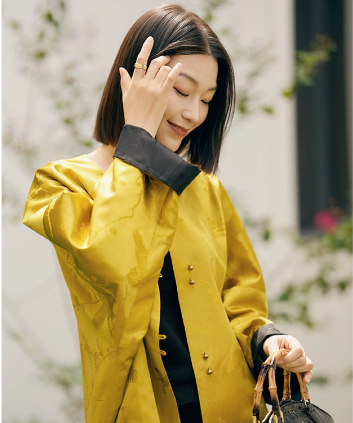 Imperial Bloom Jacquard Mandarin Jacket