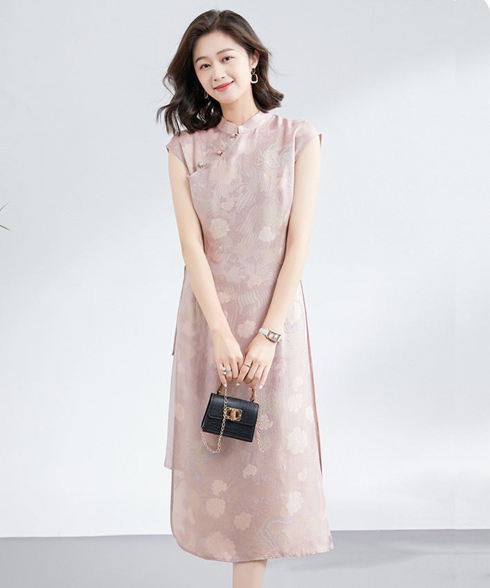 Shuya's Pink Cheongsam Silk Dress