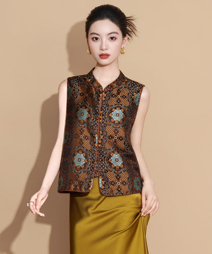 Áo ghi-lê gấm phong cảnh hoa hồng