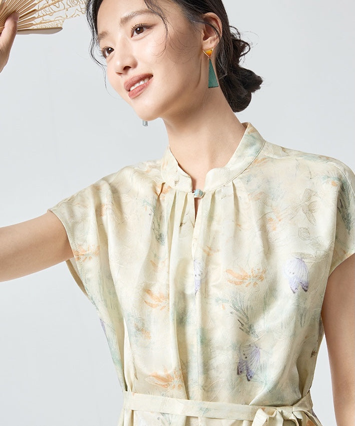 Robe Cheongsam en mélange de soie Lady Willow