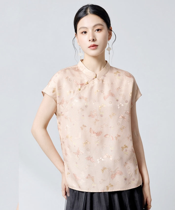 Butterfly Veil Silk Cheongsam Top