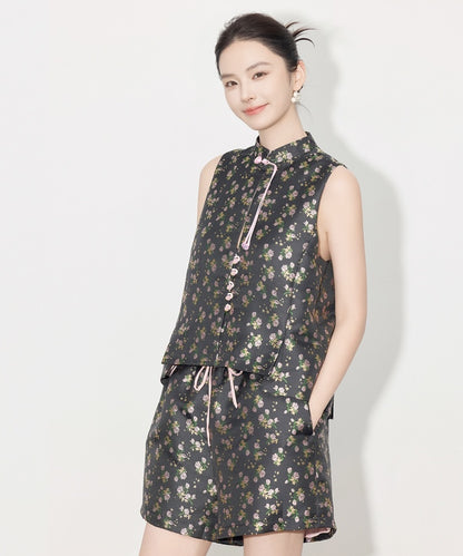 Midnight Blossom Cheongsam Set